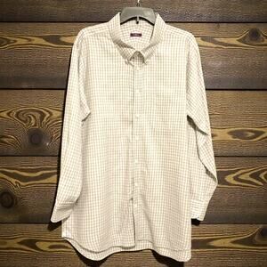 Ventura Tailored Dress Shirt Button Down Gray White Check XL